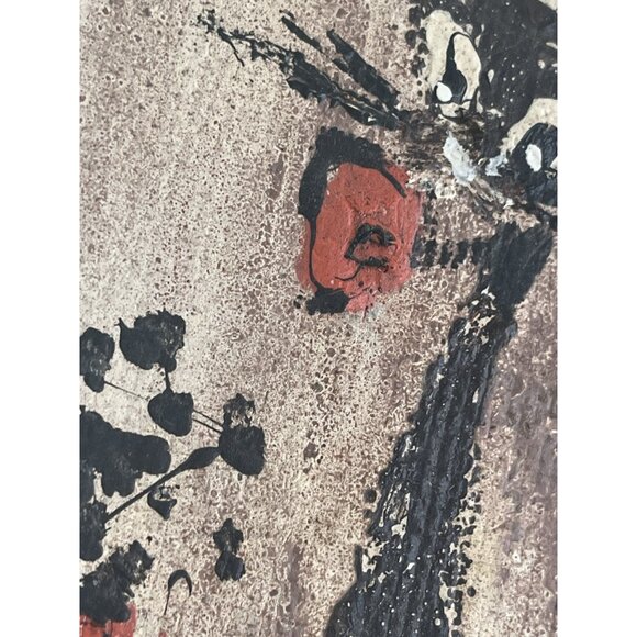 Mid Century Atomic Cat Hand Painted Framed Art Whimsical Cool Cats 7.5x 8.5 x1.5 - Picture 3 of 11